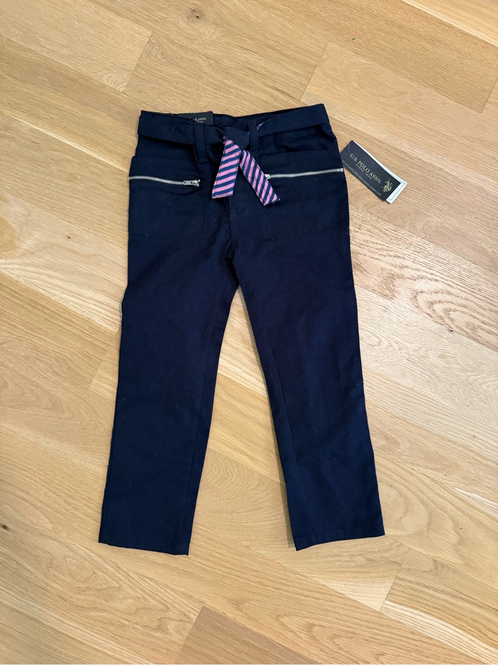 US Polo Assn Girls Size 4 Navy Skinny Pants NWT Zip Pockets